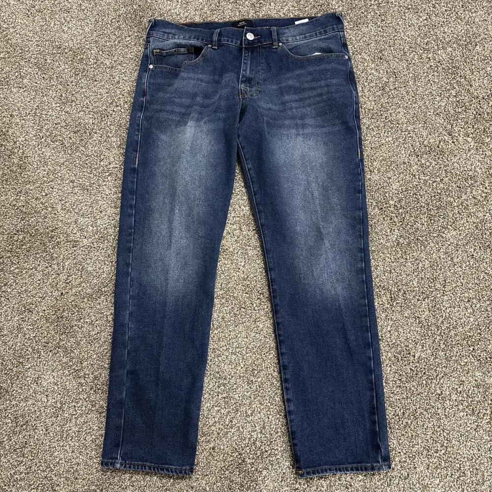 True Religion Men’s Size 36x31 Blue GENO Relaxed Slim Jeans Denim Classic Stitch